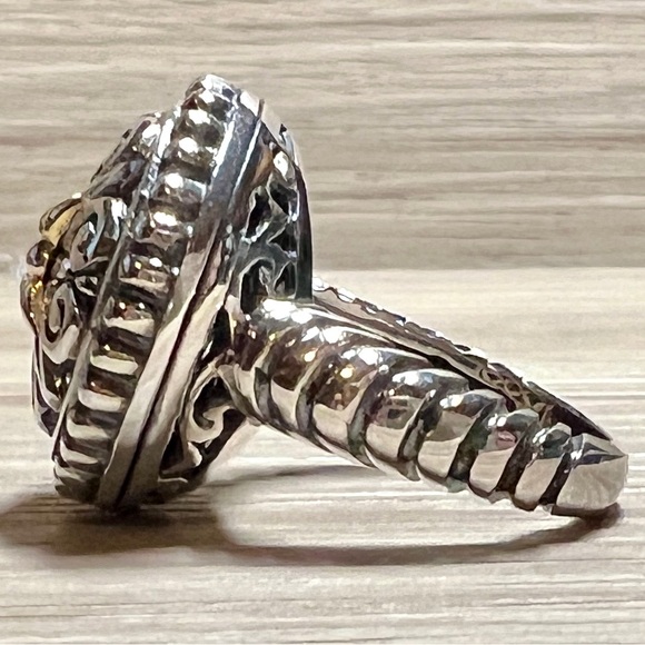 Designer Signed AE Sterling Silver & 14K Gold Open Work Ring, Size 7, 8.1g - Picture 3 of 10